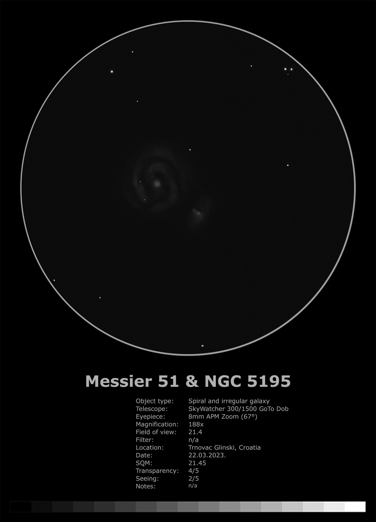 Skica galaksije M51 s pratiljom NGC 5195