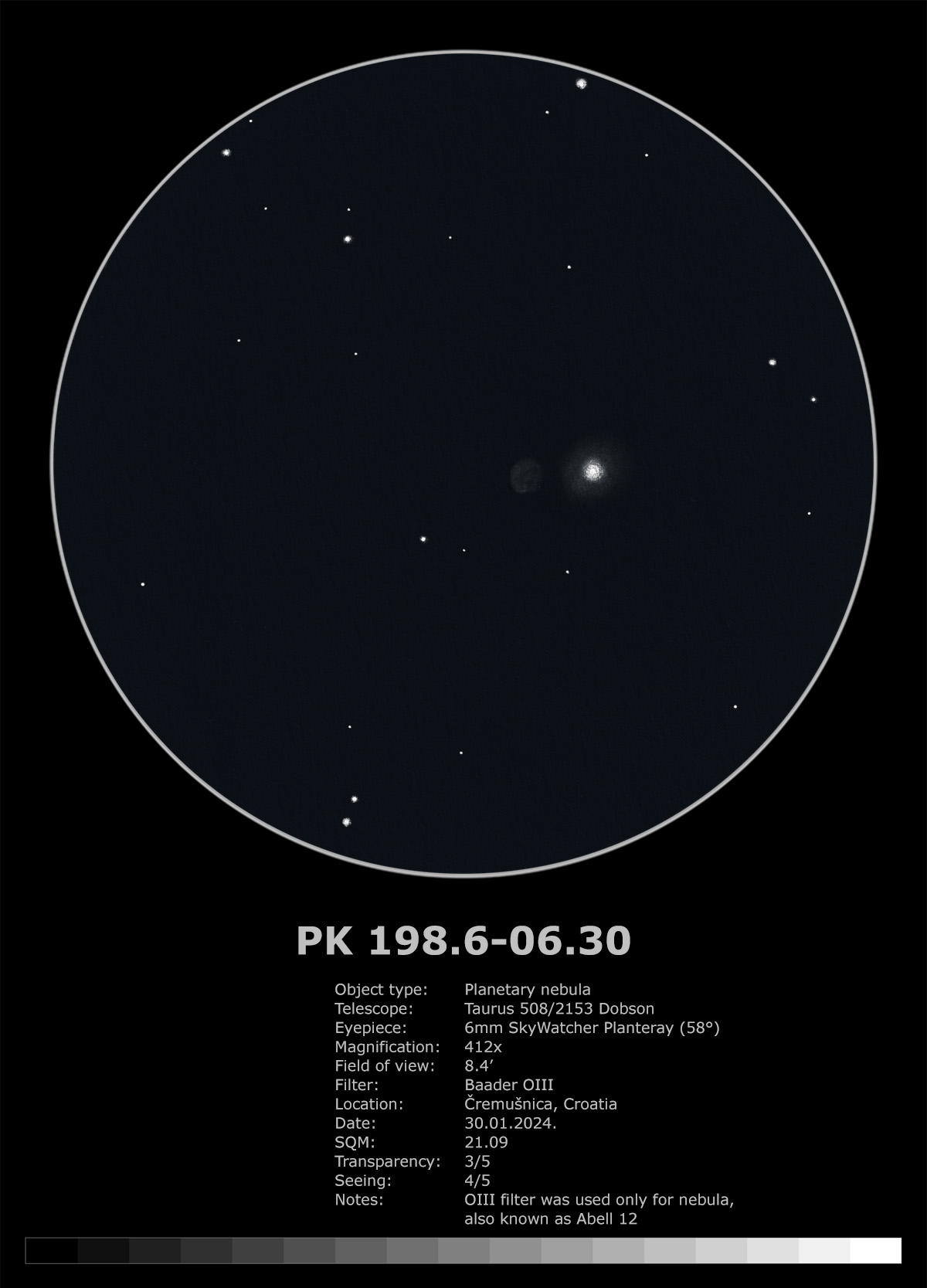 Skica planetarne maglice Abell 12